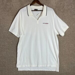 Polo Jeans Co‎ Shirt Men's XL Ivory Knit Short Sleeve Embroidered Vintage Golf